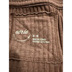 Aerie Womens Ribbed Henley Top Brown Long Sleeve‎ V-Neck Button Slim Fit Medium thumbnail 4