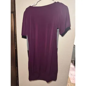 C. Graffiti Purple Colorblock Puff Sleeve Tunic Top Square Neck Size S USA Made thumbnail 5