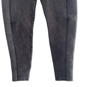 Aerie Offline Ribbed Seamless‎ Leggings Black Rinse Washed Athleisure Size Small thumbnail 3