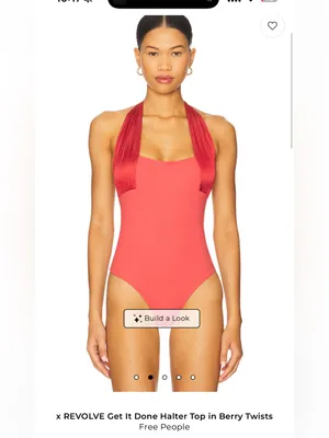 Free People x REVOLVE Get It Done Halter Top Bodysuit in Berry Twists Sz L thumbnail 3
