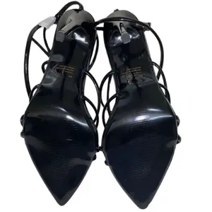 Cape Ribbon Black Strappy Stiletto Heels(Size 8M) thumbnail 5