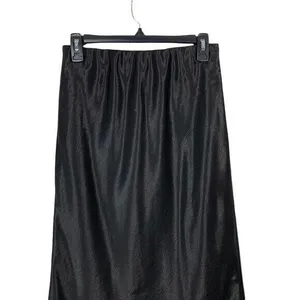 Heartloom Black Satin‎ Midi Skirt Elastic Waist Minimalist Chic Trendy Small thumbnail 2