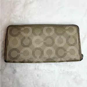 COACH Signature Canvas Zip Around Wallet thumbnail 2