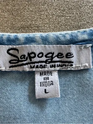 Sopogee Vintage Embroidered Chambray Dress Blue Rayon Sleeveless SizeLarge(1409) thumbnail 10