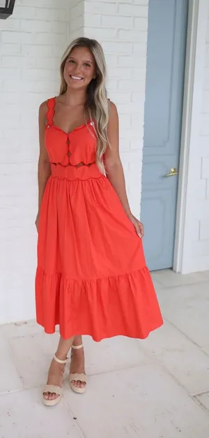 Boutique Cutout Midi Dress Red thumbnail 1