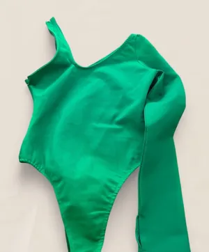 Manière De Voir Green Asymmetric One Shoulder Bodysuit Size 6 thumbnail 1