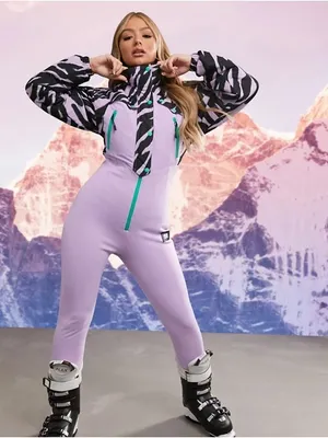 ASOS 4505 Women’s Printed Ski Suit Snowsuit One-Piece in Printer Lilac 12 thumbnail 2