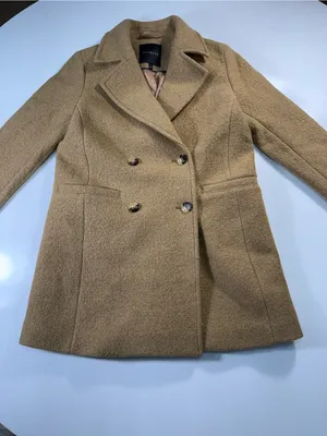 Talbots Wool Blend Camel Double-Breasted Peacoat thumbnail 2