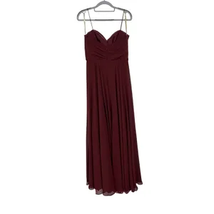 Jenny‎ Yoo Collection Burgundy Chiffon Spaghetti Strap Gown Dress Size 10 thumbnail 2