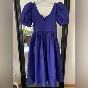 LAURA ASHLEY Vintage 80’s Purple Blue Puff Sleeve Dress thumbnail 3