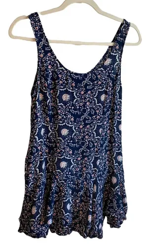 Free People RUMA Blue‎ Floral Tiered Mini Dress Women's Size 2 Viscose Short thumbnail 1