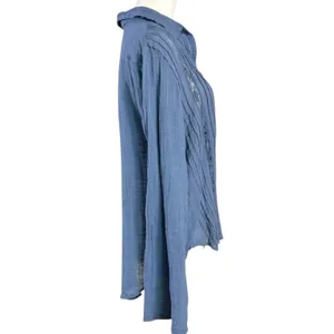 Free People FP One Mila Shirt Blue Ethereal Dainty Romantic Lace Gauze Small thumbnail 13