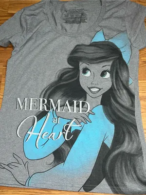 Disney Ariel Gray Graphic Tee with Black Print thumbnail 1