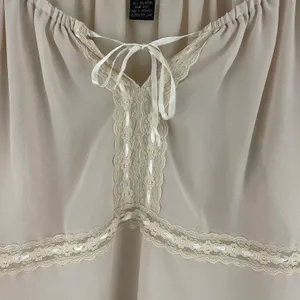 MILANO Vintage 90s Creme Beige Coquette Lace Wide Sleeve Semi Sheer Flowy Blouse thumbnail 5