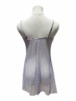 Victoria’s Secret Lavender 100% Silk Babydoll Chemise XS Sheer Polka Dot Y2K thumbnail 9