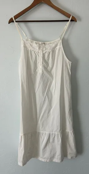 White Lace-Trim Cotton Chemise Slip thumbnail 1