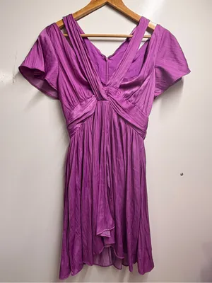 Anthropologie Deep V-Neck Vibrant Mini Dress in purple size 0 women’s thumbnail 5