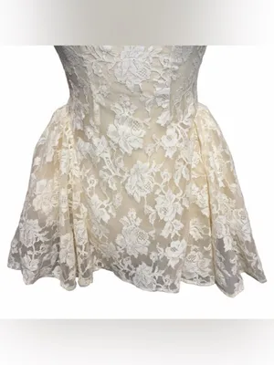 NWT MISS ROSIER Boutique Euphemia Cream White Floral Lace Mini Dress thumbnail 6
