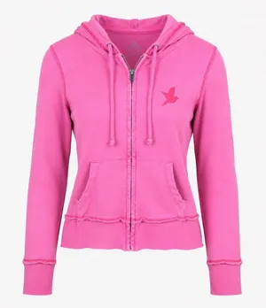 Aerie Pink Zip Up Hoodie Bird Logo Raw Hem Y2K Sweatshirt XL Casual thumbnail 1