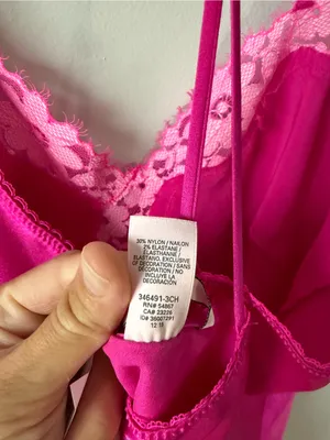 Victoria’s Secret Hot Pink Lace Trim Slip Dress Laungerie Floral Intimates S thumbnail 8