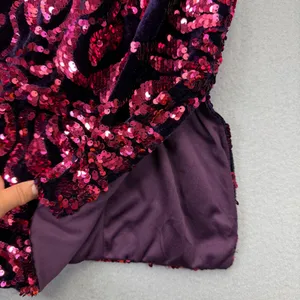 Privy Womens Small Purple Velvet Sequin‎ Bodycon Mini Dress Sweetheart Neckline thumbnail 8