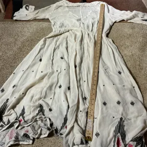 Free People New Romantics Boho Gypsy Ikat Crochet Lace Gauze Trim Boho Midi Dress XS/TP thumbnail 8