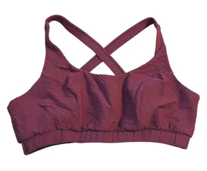 Lola Getts Plus Size 3X 22 24 Sports Bra Wine Plum Textured Criss Cross Back thumbnail 1