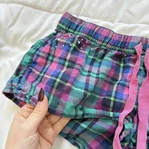 Aerie Shorts Retro Y2K Womens XS Micro Mini Pink Green Plaid 100% Cotton Dainty‎ thumbnail 2
