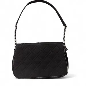 Vera Bradley Black Quilted Microfiber Shoulder Bag Chain Patent Strap thumbnail 2
