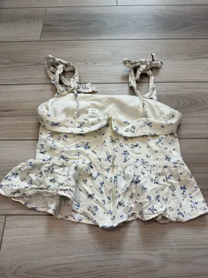 Altar'd State Cream Floral Tie-Strap Peplum Tank thumbnail 4