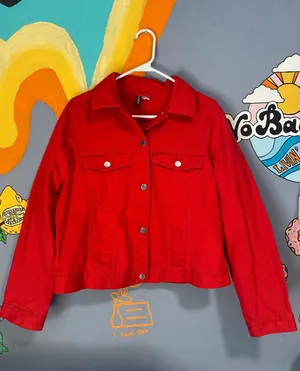 H&M Red Jean Jacket thumbnail 1