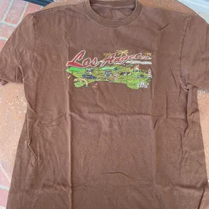 Brandy Melville Los Angeles Brown vintage retro style oversized graphic tee sz s thumbnail 4