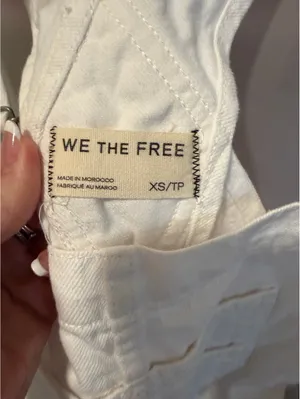 We The Free White Denim Short Overalls XS thumbnail 2