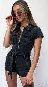 Black Denim Romper thumbnail 1