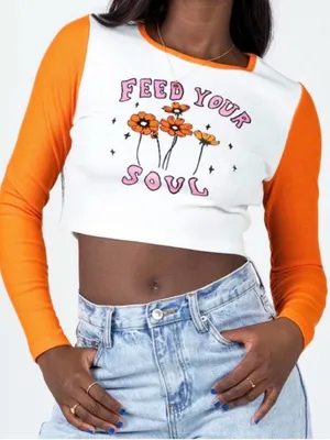 Princess Polly Feed Your Soul Long Sleeve Graphic Tee Shirt 2 thumbnail 1