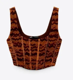 ZARA brown corset top never worn thumbnail 1