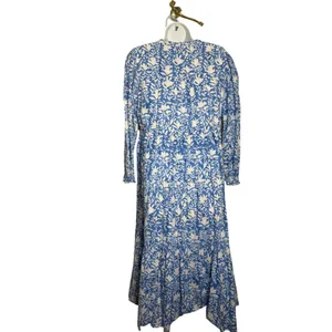 Madison Mathews Blue Floral Folly Midi Maxi Dress Sz. L thumbnail 4