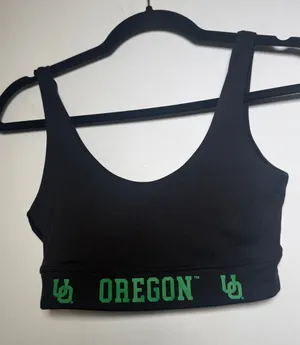 Zoozatz Oregon University Black & Green Sports Bralette Small thumbnail 1