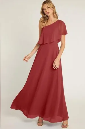 Azazie Lizzy A-line One Shoulder Bridesmaids Maxi Dress thumbnail 1