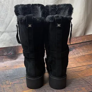 Sam Edelman Jailyn Black Suede Faux Fur Lined Mid-Calf Lug Sole Moto Boots 9.5M thumbnail 6