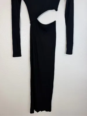 12th Tribe Fired Up Black Ribbed Cutout Maxi Dress Small $125 thumbnail 7