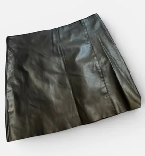 Primark Black Faux Leather A-Line Skirt thumbnail 1
