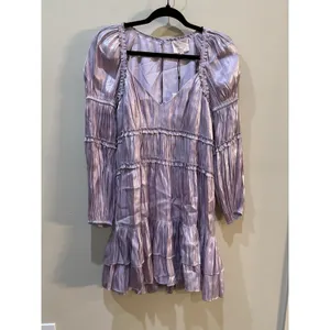 Cinq à Sept Tammy Tiered Pleated Dress Size 4‎ Fairy Core Iris Milkmaid Ruched thumbnail 2