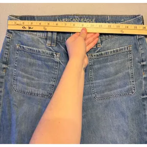 American Eagle 90s Wide Leg Patch Pocket Denim Jeans Blue Women Size 10 Regular thumbnail 7