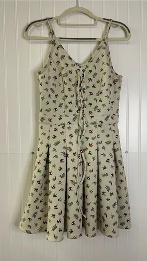 Hot Topic Ivory Frog & Mushroom Lace-Up Dress thumbnail 1