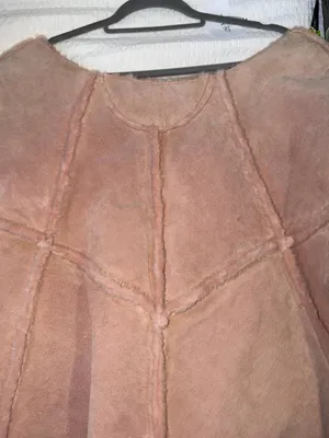 VTG Wilsons Leather Maxima Pink Suede Patchwork Poncho Cape Faux Fur Lined S/M thumbnail 7