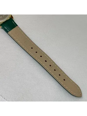 Folio gold tone women’s watch green dial leather band 34mm quartz analog running thumbnail 8