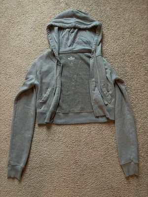 Gray Cropped Hoodie thumbnail 2
