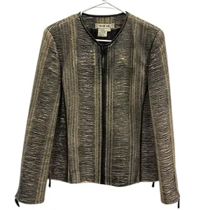 Blue Ice Tan Black Textured Zip Up Zip Sides and Cuffs Blazer Jacket Womens 10 thumbnail 5
