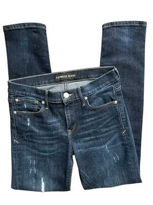 Express super skinny mid rise dark wash jeans thumbnail 6